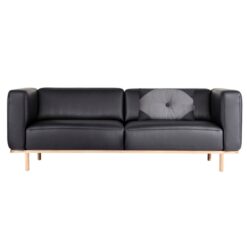 Andersen Furniture A1 2,5-personers sofa - sort læder - stel i sortlakeret eg