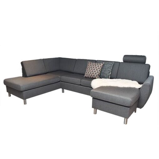 Celina u-sofa i antracitgrå + 1 stk nakkestøtte & træben