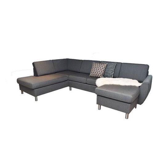 Celina u-sofa i antracitgrå - ingen nakkestøtte