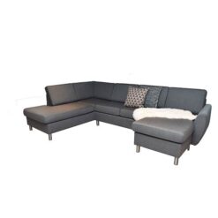 Celina u-sofa i antracitgrå - ingen nakkestøtte + træben