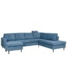 Dublin u-sofa med chaiselong og open end, Blue, venstrevendt, 2 stk. nakkestøtte