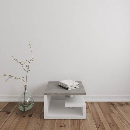Hjørnebord i hvid ask og betonfarve - B:60 cm