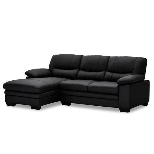 Moby chaiselong sofa sort læder - venstrevendt
