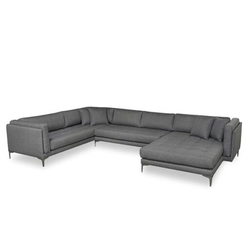 Tampa U-sofa med chaiselong - Højrevendt i mørkegrå med stålben
