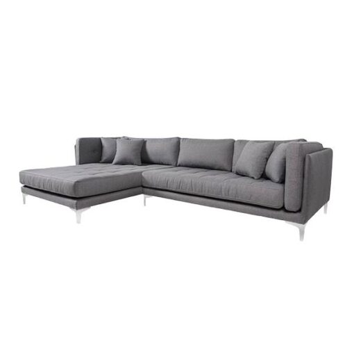 Tampa sofa XL med chaiselong - Venstrevendt i lysegrå med stålben