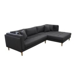 Tampa sofa med chaiselong - Højrevendt, mørkegrå - træben