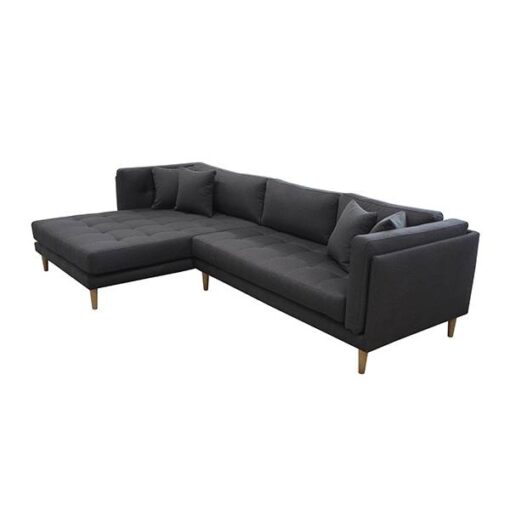Tampa sofa med chaiselong -Venstrevendt, mørkegrå - stålben