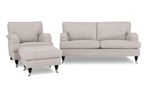Howard Classic Sofagruppe (3 Pers. Sofa, Lænestol Og Puf), Beige