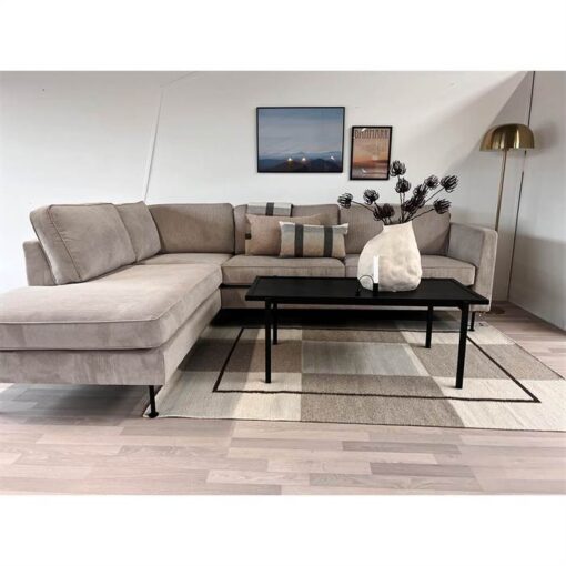 Thy sofa m. open-end - 275 x 210 cm. - beige fløjl - flere varianter