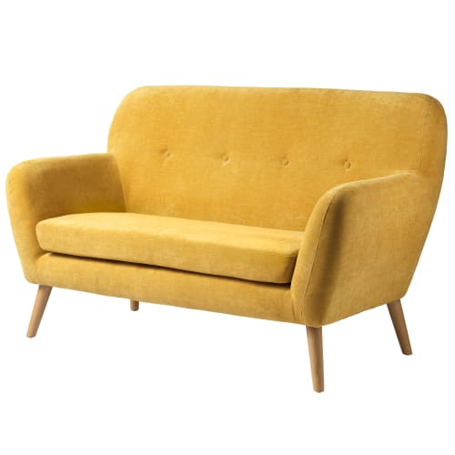 Living&more 2 pers. sofa - Vigga - Mustard - den bedste netpris her ✓
