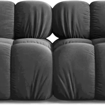 2-personers sofa Micadoni Bellis, grå velour, modulopbygget 188 cm