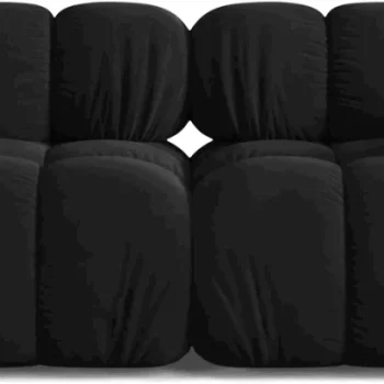 2-personers sofa Micadoni Bellis - sort velour, modulopbygget, B188 D94 H70