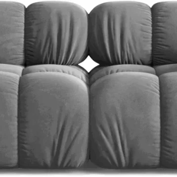 2-personers sofa Micadoni Bellis, Venus-velour, lysegrå, modulopbygget, B188 cm