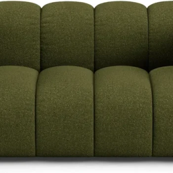 2-personers sofa Micadoni Lupine 170 cm, bouclé stof mørk olivengrøn, kompakt design