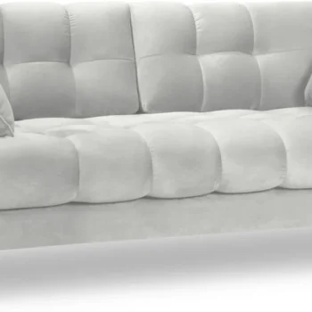 2-personers sofa Micadoni Mamaia, sølv velour, sorte metalben, inkl. 2 pyntepuder, B152 cm