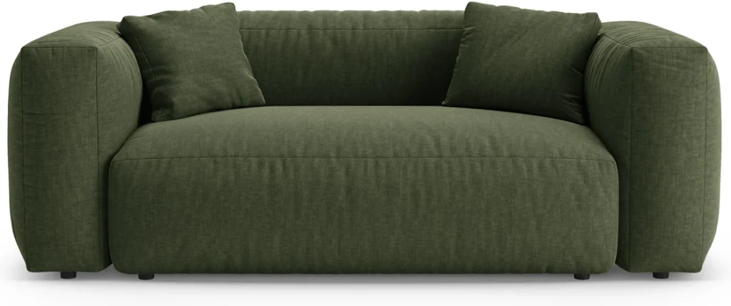 2-personers sofa Micadoni Martina, grøn strukturstof Boston Forest, 200×106×75 cm
