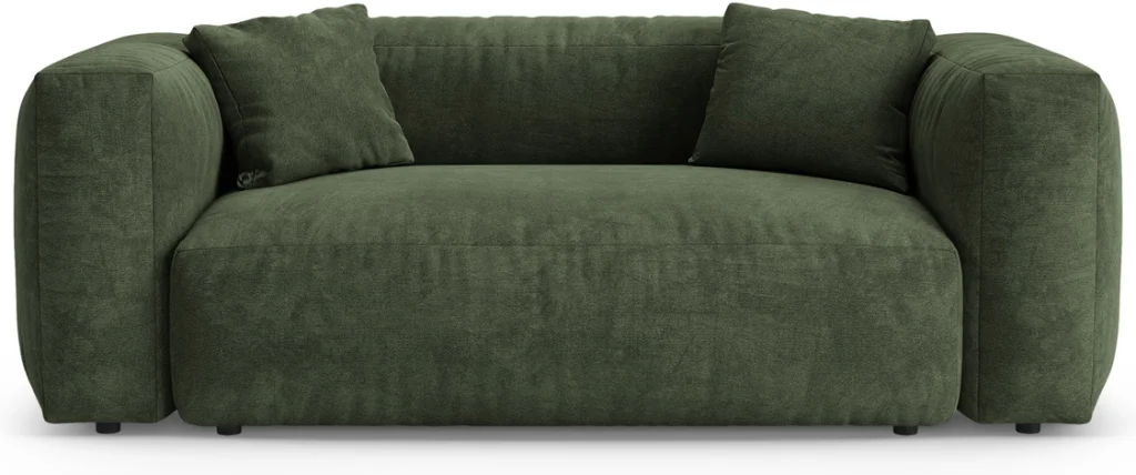 2-personers sofa Micadoni Martina, grøn velour 200 cm, sorte ben