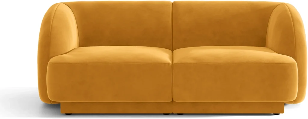 2-personers sofa Micadoni Miley, gul velour Venus, 180 cm, Cleanaboo & Easy Clean, kæledyrsvenlig