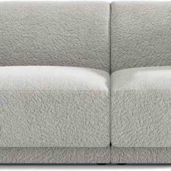 2-personers sofa Micadoni Miley, lysgrå bouclé-stof, 180 cm, polyuretanskum, plastben, OEKO-TEX
