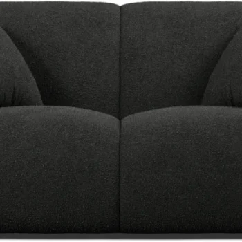 2-personers sofa Micadoni Molino - bouclé-stof, sort, 170 cm bred, Oeko-Tex certificeret, puder medfølger