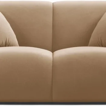 2-personers sofa Micadoni Molino mandelbeige velour Casino Lion 170x100 cm inkl. puder, sorte ben