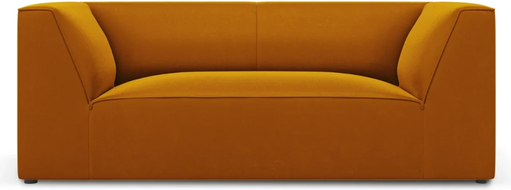 2-personers sofa Micadoni Ruby, gul velour, kompakt 174 cm