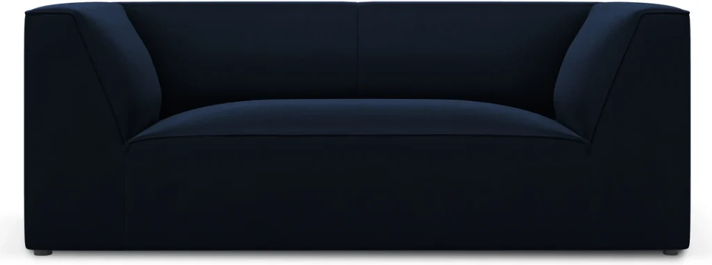 2-personers sofa Micadoni Ruby - kongeblå velour, 174 cm bred, sorte ben, LiquidBlocked-behandlet