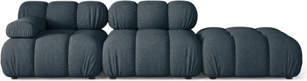 3-personers modulsofa Micadoni Bellis højrevendt, Liberty 13 strukturstof i dyb petrol, sædebredde 256 cm