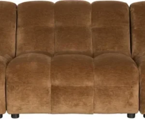 4-personers sofa Dutchbone Hackman valnød polyester retro design firkantede paneler H84 x B364 x L102 cm