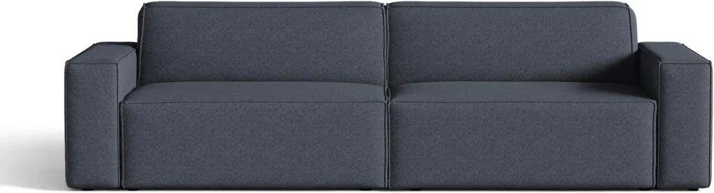 4-personers sofa Micadoni Jodie, blå strukturvævet Megan-stof, 244 cm bred