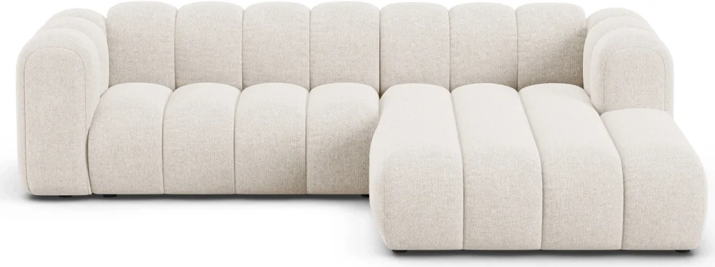 Chaiselong-/hjørnesofa Micadoni Lupine 4-pers. højrevendt B260 D177 cm lys beige Eden 2 Pearl chenille