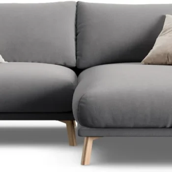 Chaiselong/hjørnesofa Micadoni Naomi, højrevendt 3-personers grå velour, LiquidBlocked, 200x170 cm
