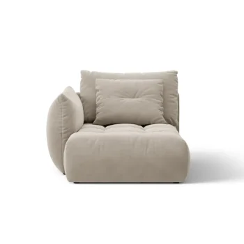 Chaiselong modulsofa Micadoni Bloom, venstrevendt, lys beige velour Casino Pearl H97xB112xD152 cm