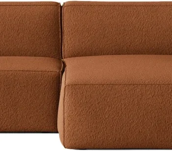 Chaiselonghjørnesofa Micadoni Jodie højrevendt, terrakotta bouclé-stof, 3-personers, B224×D162×H77 cm
