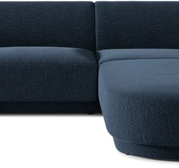 Chaiselonghjørnesofa Micadoni Miley højrevendt, mørkeblå bouclé, 255x248 cm, 6 pers.