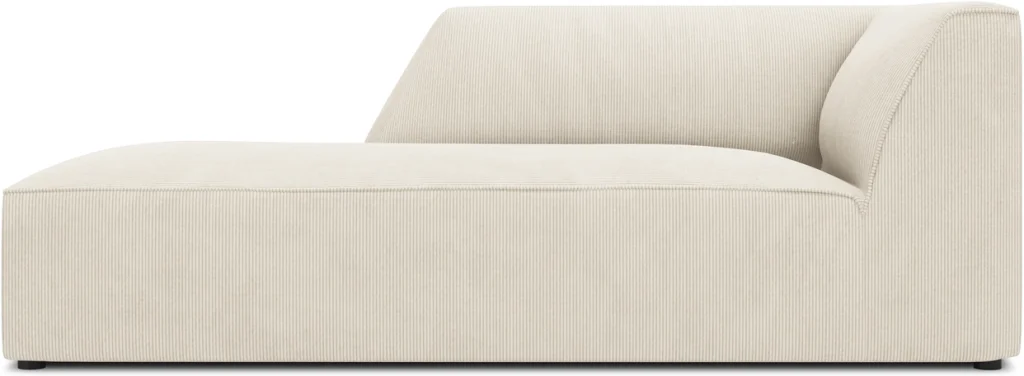Chaiselongmodul Micadoni Ruby, venstrevendt modulsofa i velour, lys beige, H69×B93×D180 cm