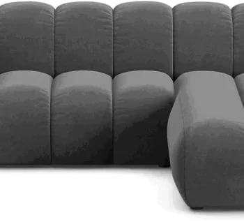 Chaiselongsofa / hjørnesofa højrevendt Micadoni Lupine, grå Venus-velour, 290×177×70 cm