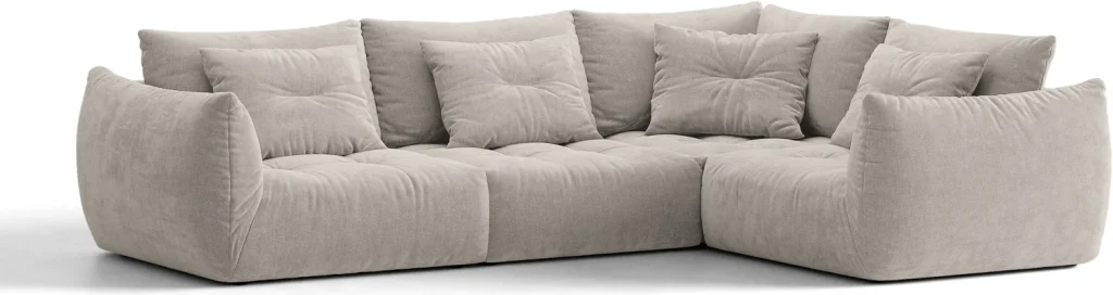 Chaiselongsofa hjørnesofa Micadoni Bloom højrevendt 3-pers Wind 84 tekstureret stof lysegrå 316x222 cm