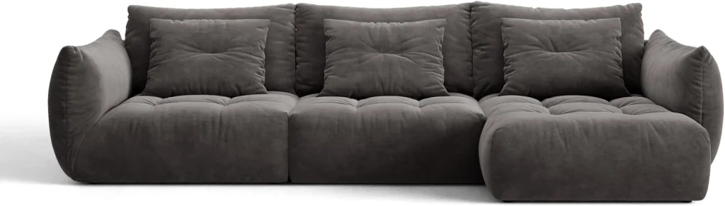 Chaiselongsofa hjørnesofa Micadoni Bloom højrevendt mørkegrå velour B327 D152 H97 cm