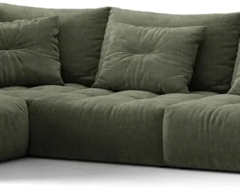 Chaiselongsofa hjørnesofa Micadoni Bloom venstrevendt mosgrøn Wind 75 tekstureret stof B316×D222 cm