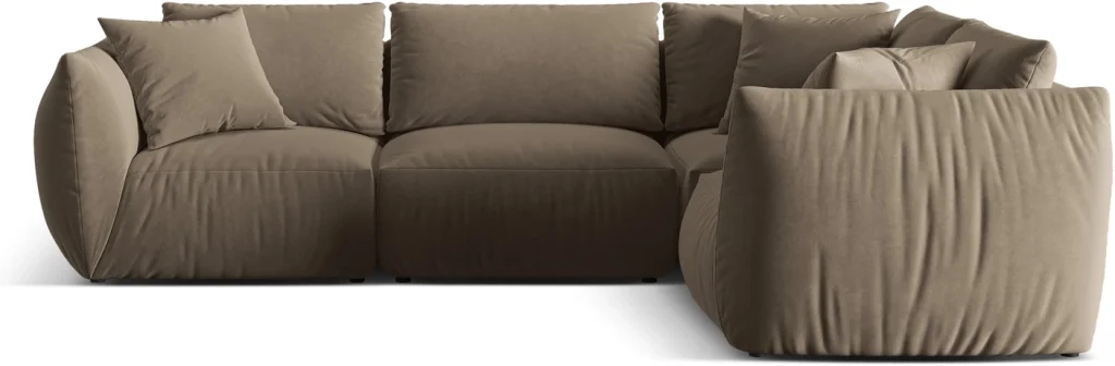 Chaiselongsofa hjørnesofa Micadoni Chris højrevendt 295 cm velour Casino Taupe lys brun pletafvisende ridsefast