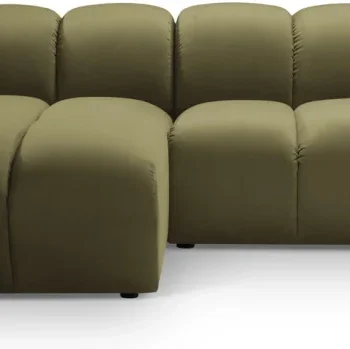 Chaiselongsofa hjørnesofa Micadoni Diana venstrevendt, grøn velour, B334 x D182 cm