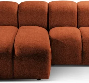 Chaiselongsofa hjørnesofa Micadoni Diana venstrevendt terrakotta strukturstof Bubble 10 334x182 cm