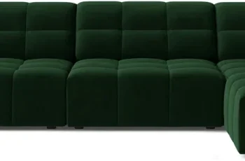 Chaiselongsofa / hjørnesofa Micadoni Jennifer, flaskegrøn velour, højrevendt, B348 x D167 x H78 cm