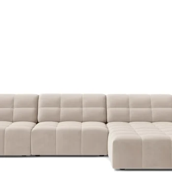 Chaiselongsofa hjørnesofa Micadoni Jennifer højrevendt 4-personers lys beige velour B294xD167xH78 cm