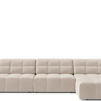 Chaiselongsofa hjørnesofa Micadoni Jennifer højrevendt, lys beige velour Venus, plads til 5 personer, 348×167 cm