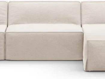 Chaiselongsofa hjørnesofa Micadoni Jodie, højrevendt, beige Lins-stof, 4 pers.