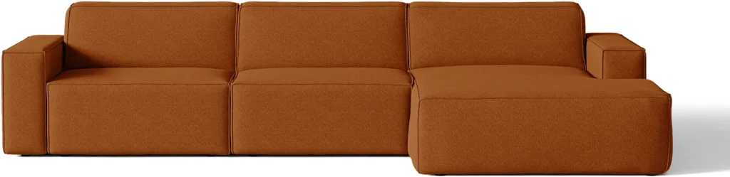 Chaiselongsofa hjørnesofa Micadoni Jodie, højrevendt, terrakotta strukturstof, B284×D162 cm, plads til 4