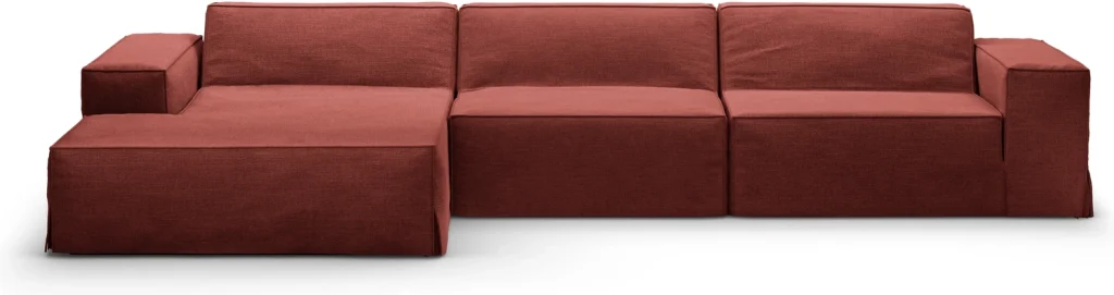 Chaiselongsofa hjørnesofa Micadoni Jodie venstrevendt 284 x 162 cm kirsebærtræ strukturstof LINS