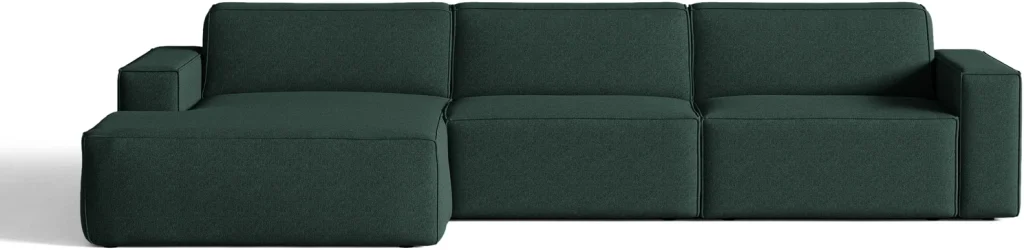 Chaiselongsofa hjørnesofa Micadoni Jodie venstrevendt 4-sæders grønt strukturstof 284×162 cm